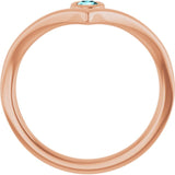 Round Blue Zircon Solitaire Ring in Rose Gold