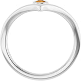 Round Citrine Solitaire Ring in Platinum