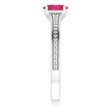 Oval Lab-Grown Ruby Solitaire Ring in Gold and Platinum