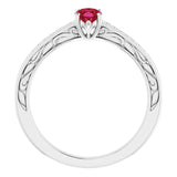 Oval Lab-Grown Ruby Solitaire Ring in Gold and Platinum