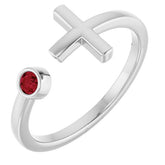 Round Ruby Crosses Ring in Gold and Platinum