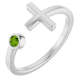 Round Peridot Crosses Ring in Gold and Platinum