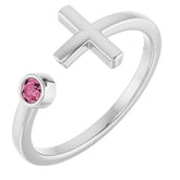 Round Pink Tourmaline Crosses Ring in Gold and Platinum