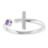 Round Amethyst Crosses Ring in Gold and Platinum