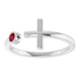 Round Ruby Crosses Ring in Gold and Platinum
