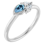 Pear Aquamarine & Diamond Accented Ring in Gold and Platinum