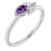 Pear Amethyst & Diamond Accented Ring in Gold and Platinum