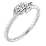 Pear White Sapphire & Diamond Accented Ring in White Gold