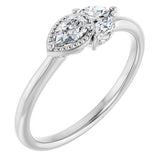 Pear White Sapphire & Diamond Accented Ring in White Gold