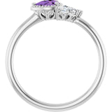Pear Amethyst & Diamond Accented Ring in Gold and Platinum