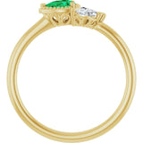 Pear Emerald & Diamond Accented Ring in Gold and Platinum