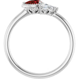 Pear Mozambique Garnet & Diamond Accented Ring in Gold and Platinum