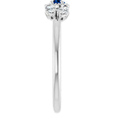 Pear Lab-Grown Blue Sapphire & Diamond Accented Ring in White Gold
