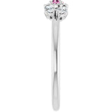 Pear Pink Sapphire & Diamond Accented Ring in Gold and Platinum