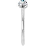 Pear Aquamarine & Diamond Accented Ring in Gold and Platinum