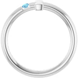 Round Aquamarine Crosses Ring in White Gold