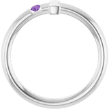 Round Amethyst Crosses Ring in White Gold
