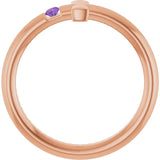 Round Amethyst Crosses Ring in Rose Gold