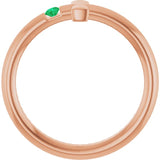 Round Emerald Crosses Ring in Rose Gold