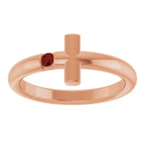 Round Mozambique Garnet Crosses Ring in Rose Gold