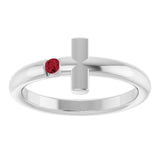 Round Ruby Crosses Ring in White Gold