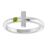 Round Peridot Crosses Ring in White Gold