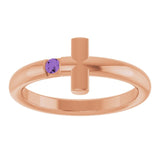 Round Amethyst Crosses Ring in Rose Gold