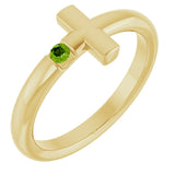 Round Peridot Crosses Ring in Yellow Gold