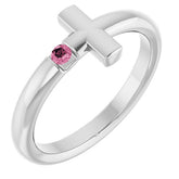 Round Pink Tourmaline Crosses Ring in Platinum