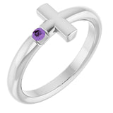 Round Amethyst Crosses Ring in Platinum