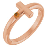 Round Citrine Crosses Ring in Rose Gold