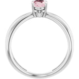 Oval Pink Mandganite Negative Space Ring in Gold and Platinum