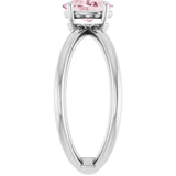 Oval Pink Mandganite Negative Space Ring in Gold and Platinum