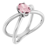 Oval Pink Mandganite Negative Space Ring in Gold and Platinum