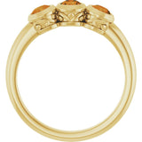 Round Citrine Three Stone Ring in Yellow Gold