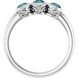 Round Lab-Grown Alexandrite Three Stone Ring in Platinum