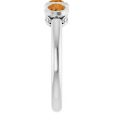 Round Citrine Three Stone Ring in White Gold