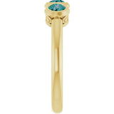 Round Lab-Grown Alexandrite Three Stone Ring in Yellow Gold