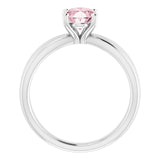 Oval Pink Mandganite Solitaire Ring in Gold and Platinum
