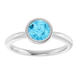 Natural Aquamarine 10k White Gold Solitaire Ring in