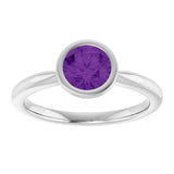 Natural Amethyst 10k White Gold Solitaire Ring in