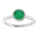 Lab-Grown Emerald 10k White Gold Solitaire Ring in