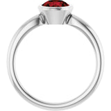 Natural Mozambique Garnet 10k White Gold Solitaire Ring in