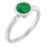 Lab-Grown Emerald 10k White Gold Solitaire Ring in