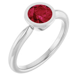Lab-Grown Ruby 10k White Gold Solitaire Ring in