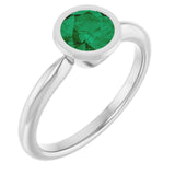 Lab-Grown Emerald 10k White Gold Solitaire Ring in