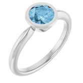 Natural Sky Blue Topaz 10k White Gold Solitaire Ring in