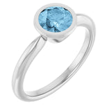 Natural Sky Blue Topaz 10k White Gold Solitaire Ring in