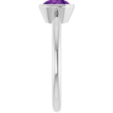 Natural Amethyst 10k White Gold Solitaire Ring in