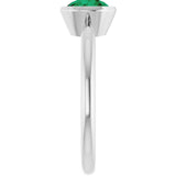 Lab-Grown Emerald 10k White Gold Solitaire Ring in